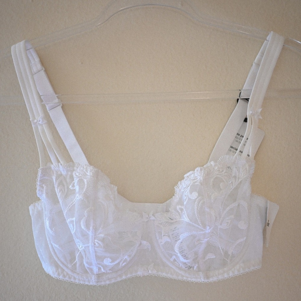 NWT Aubade Paris Floral Lace Underwire Bra White 30E